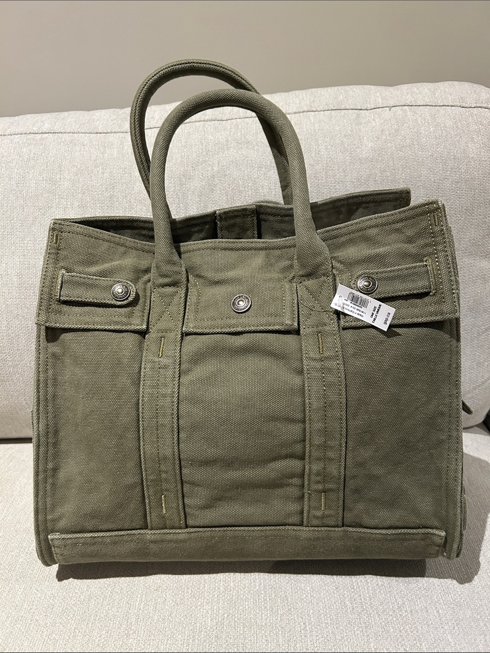Olive Green Canvas Five 5 Pocket Tote Bag - unisex, women’s men’s denim Gap